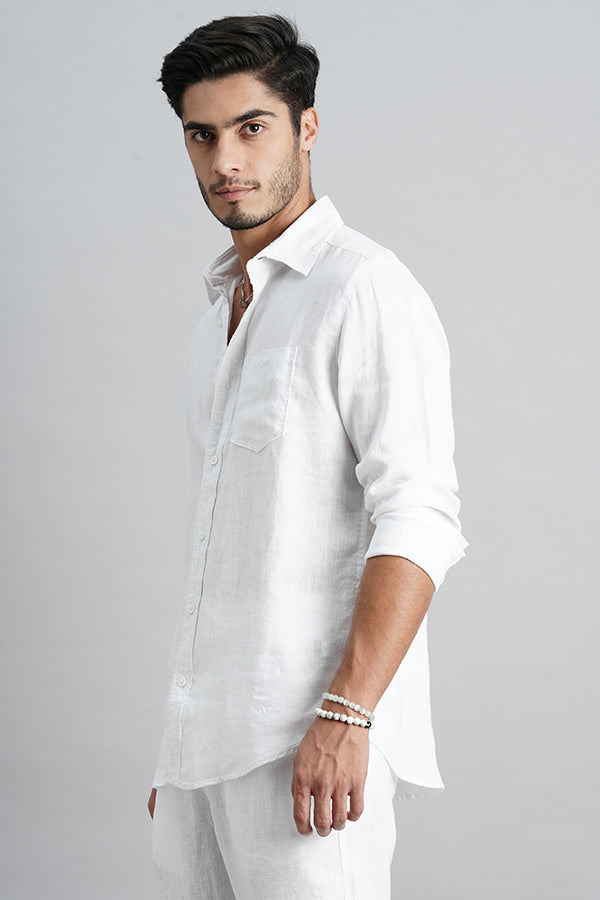 White Full Sleeve Linen Shirt (Zack F/Slv Fit)