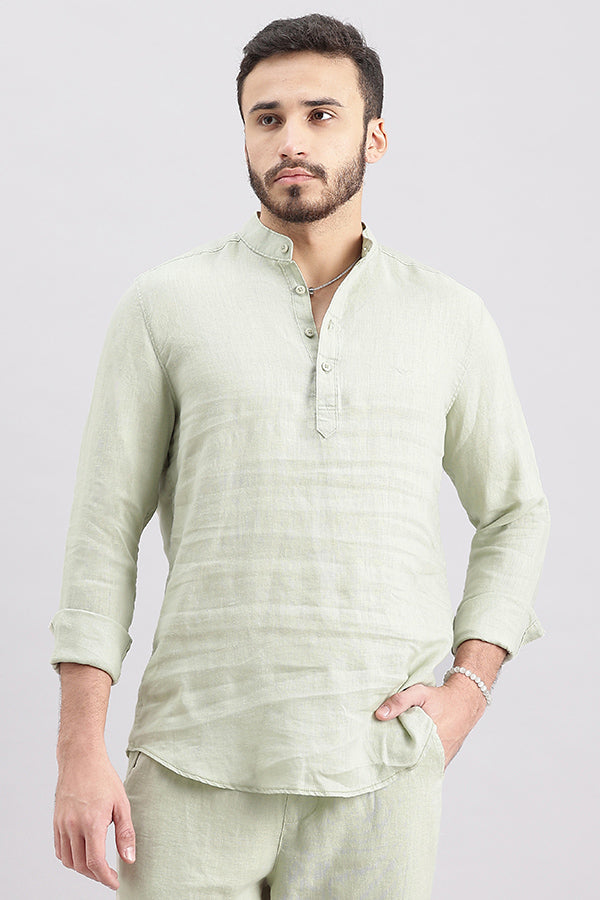 Dk Stone Full Sleeve Linen Shirt (Zack F/Slv Fit)