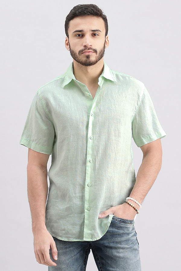 Aqua Half Sleeve Linen Shirt (Zack H/Slv Fit)