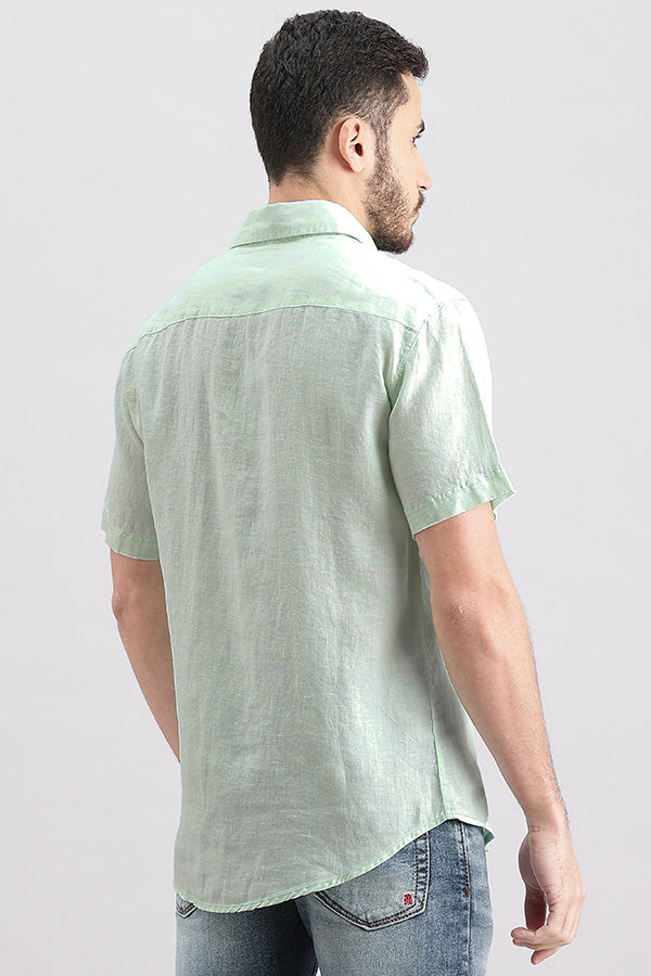 Aqua Half Sleeve Linen Shirt (Zack H/Slv Fit)