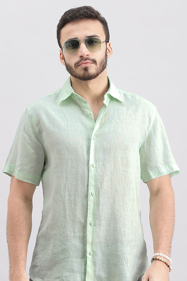 Aqua Half Sleeve Linen Shirt (Zack H/Slv Fit)