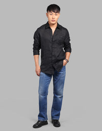 Jet Black Full Sleeve 100% Linen Shirt