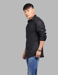 Jet Black Full Sleeve 100% Linen Shirt