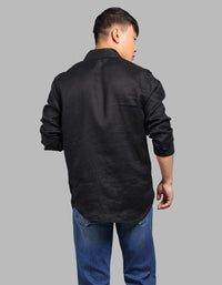 Jet Black Full Sleeve 100% Linen Shirt