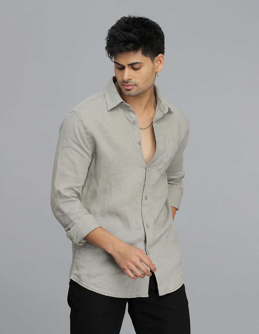 Dk Stone Full Sleeves Linen Shirt