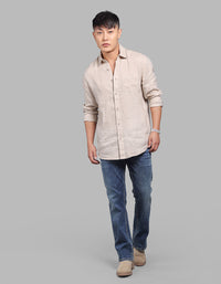 Khaki Full Sleeve 100% Linen Shirt