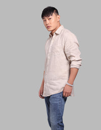 Khaki Full Sleeve 100% Linen Shirt
