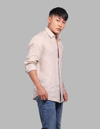 Khaki Full Sleeve 100% Linen Shirt