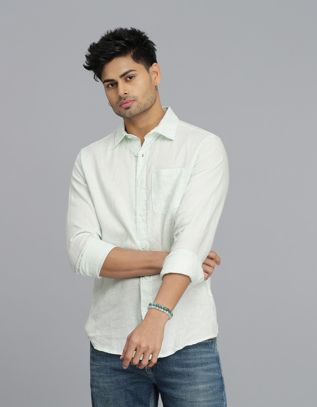 Mint Green Full Sleeves Linen Shirt