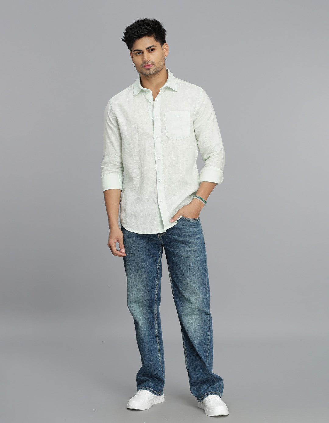 Mint Green Full Sleeves Linen Shirt