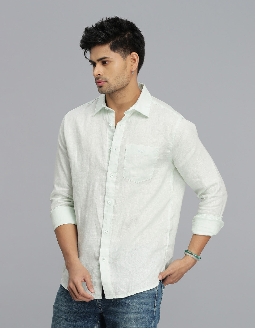 Mint Green Full Sleeves Linen Shirt