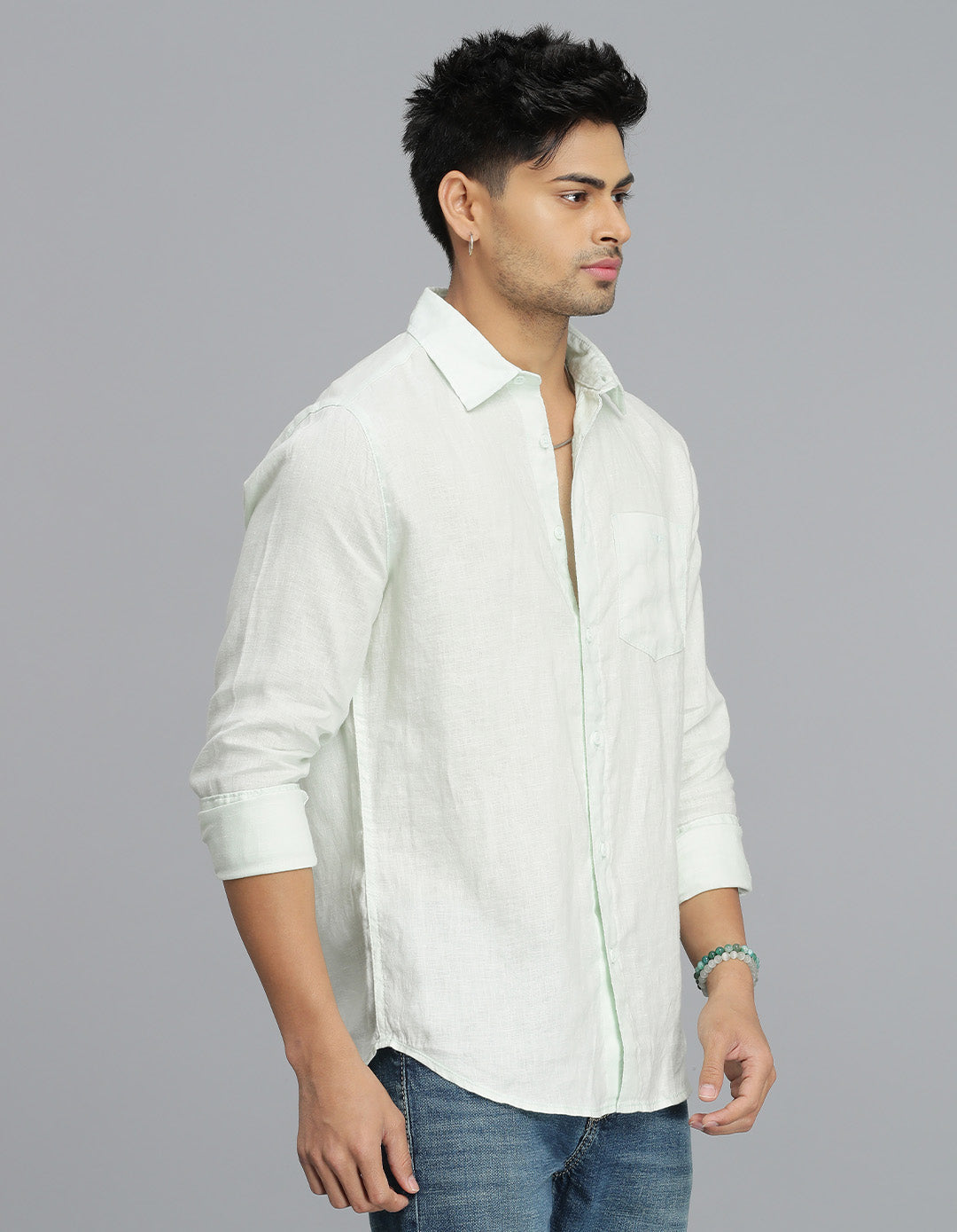 Mint Green Full Sleeves Linen Shirt