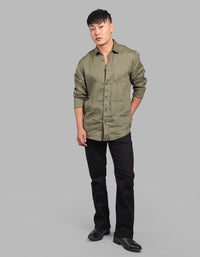 Olive Full Sleeve 100% Linen Shirt