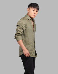 Olive Full Sleeve 100% Linen Shirt