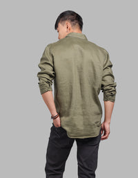 Olive Full Sleeve 100% Linen Shirt