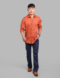 Rust Full Sleeve 100% Linen Shirt