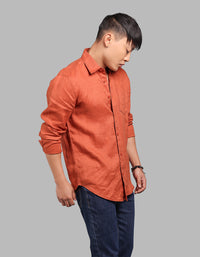 Rust Full Sleeve 100% Linen Shirt