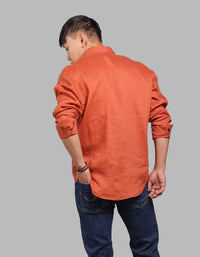 Rust Full Sleeve 100% Linen Shirt