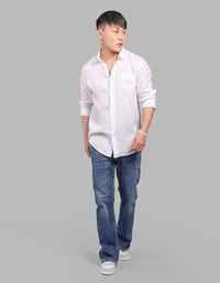White Full Sleeve 100% Linen Shirt