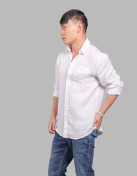 White Full Sleeve 100% Linen Shirt