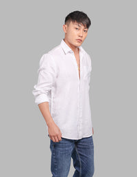 White Full Sleeve 100% Linen Shirt