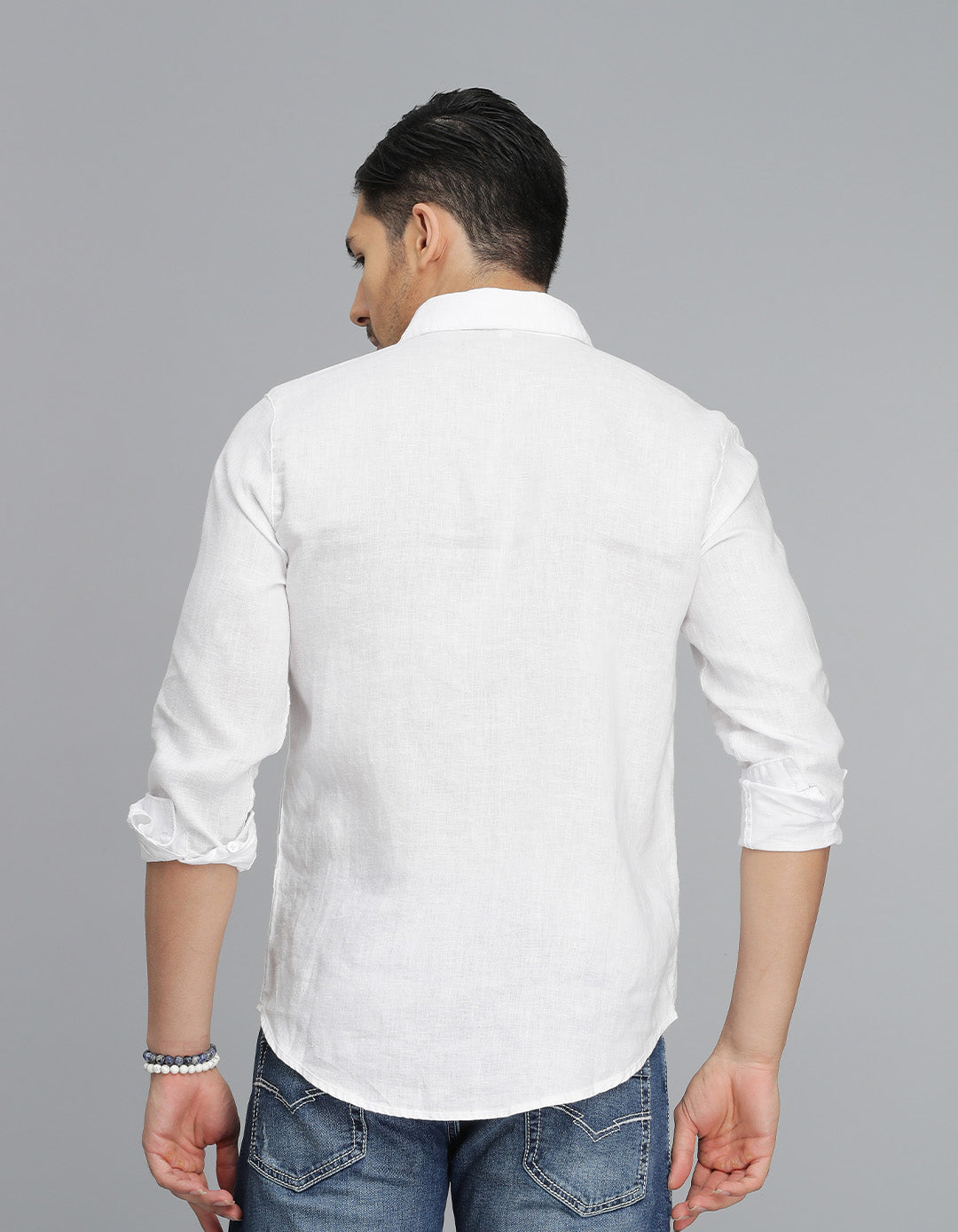 White Full Sleeves Linen Shirt