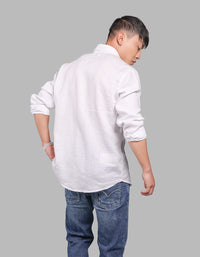 White Full Sleeve 100% Linen Shirt