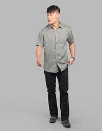 Army Half Sleeve 100% Linen Shirt