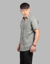 Army Half Sleeve 100% Linen Shirt