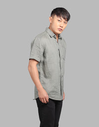 Army Half Sleeve 100% Linen Shirt