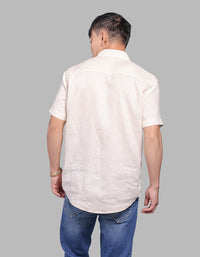 Beige Half Sleeve 100% Linen Shirt