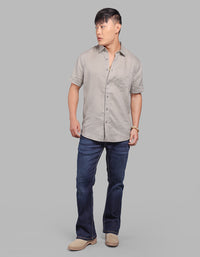 Dk Stone Half Sleeve 100% Linen Shirt
