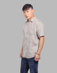 Dk Stone Half Sleeve 100% Linen Shirt