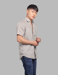 Dk Stone Half Sleeve 100% Linen Shirt