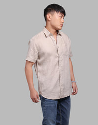 Khaki Half Sleeve 100% Linen Shirt