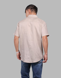 Khaki Half Sleeve 100% Linen Shirt