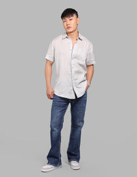 Lt Grey Half Sleeve 100% Linen Shirt