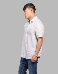 Lt Grey Half Sleeve 100% Linen Shirt
