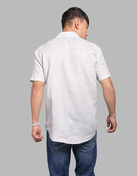 Lt Grey Half Sleeve 100% Linen Shirt