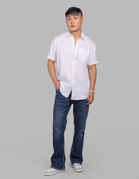 White Half Sleeve 100% Linen Shirt