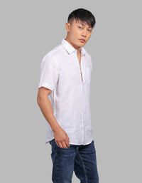 White Half Sleeve 100% Linen Shirt