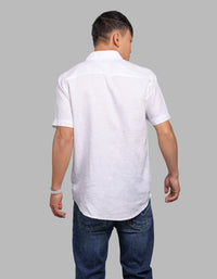 White Half Sleeve 100% Linen Shirt
