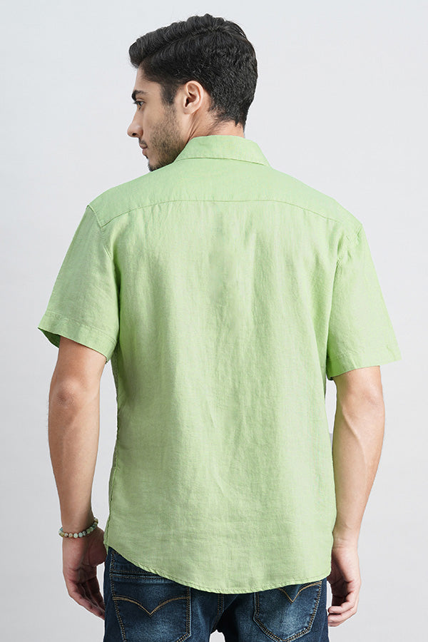 Lt Green Half Sleeve Linen Shirt (Zack H/Slv Fit)