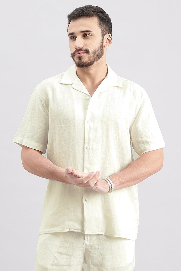 White Half Sleeve Linen Shirt (Zack H/Slv Fit)