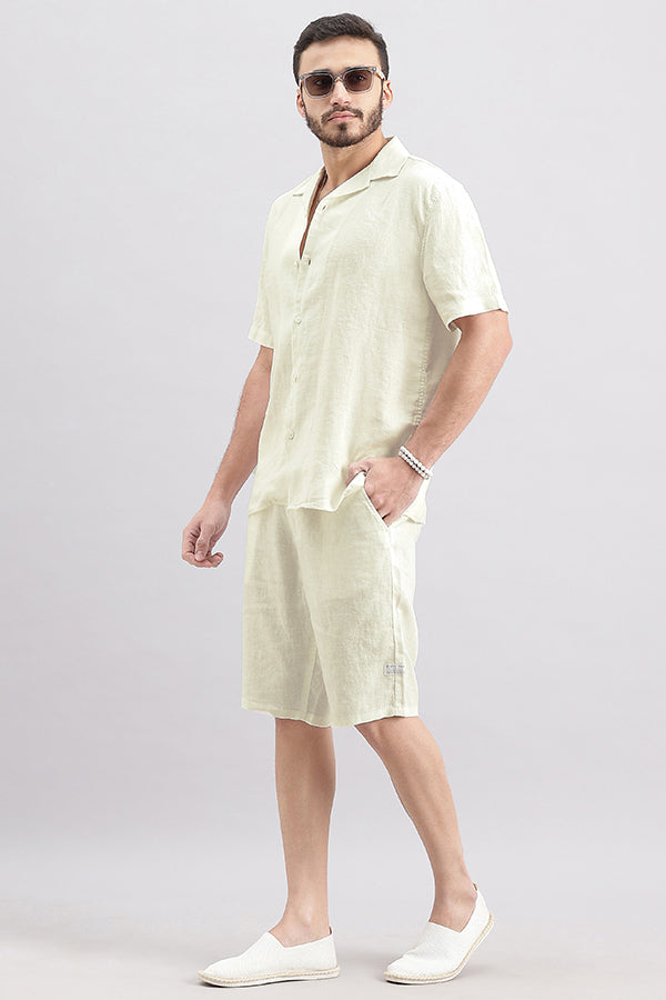 White Half Sleeve Linen Shirt (Zack H/Slv Fit)