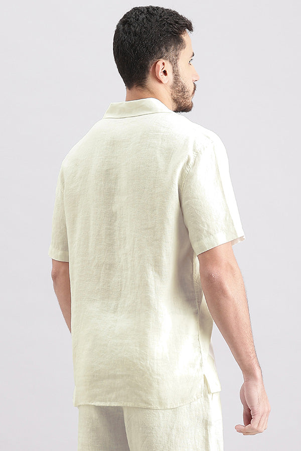 White Half Sleeve Linen Shirt (Zack H/Slv Fit)