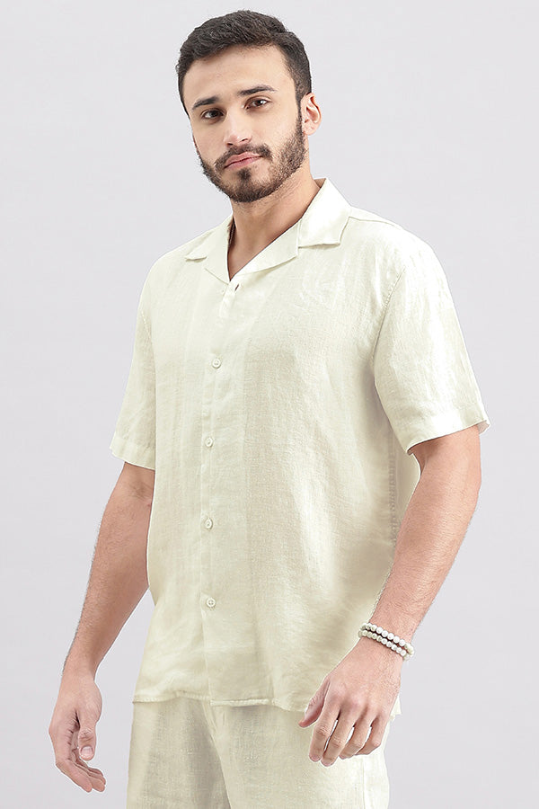 White Half Sleeve Linen Shirt (Zack H/Slv Fit)