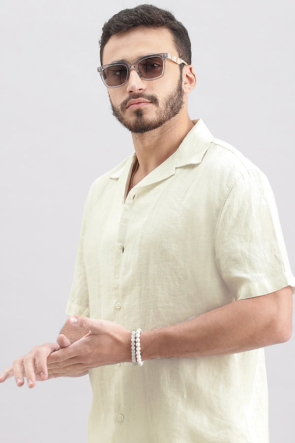 White Half Sleeve Linen Shirt (Zack H/Slv Fit)