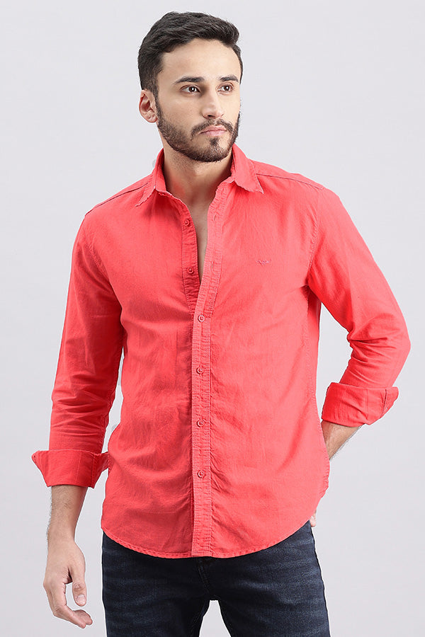 Paradis Pink Full Sleeve Linen Solid Shirt (Zack F/Slv Fit)