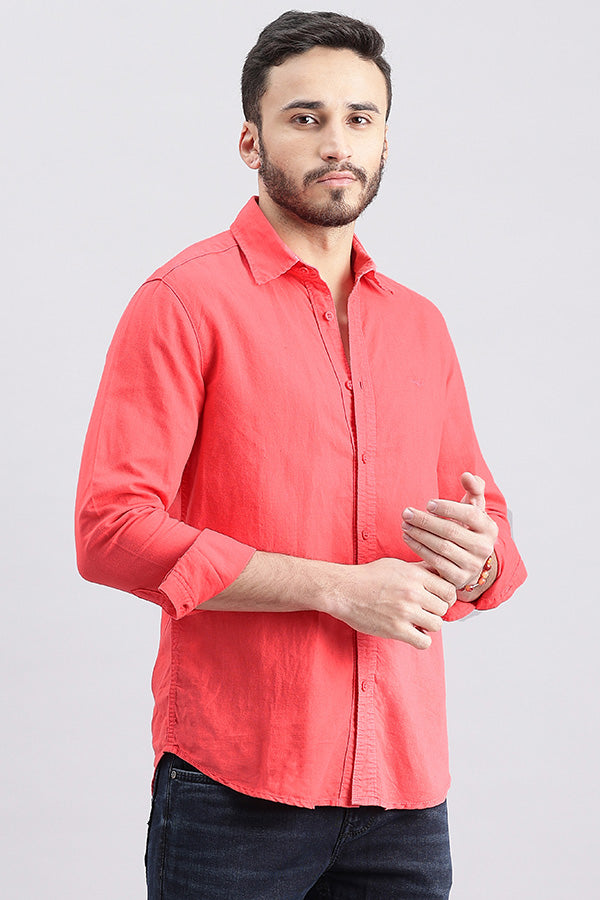 Paradis Pink Full Sleeve Linen Solid Shirt (Zack F/Slv Fit)